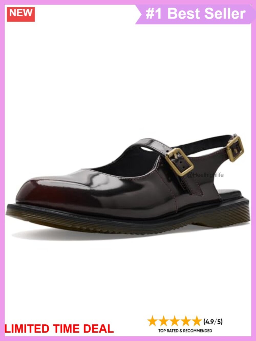 Leather Flats with Adjustable Ankle Straps and Buckle Closure